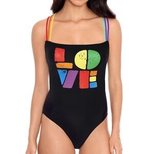 Salt + Cove Black LOVE One-Piece Swimsuit
